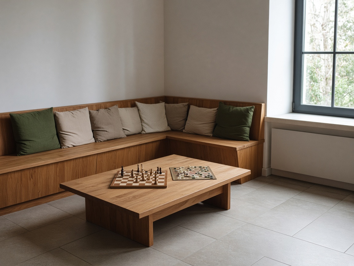 Lounge mit Eckbank und Spielen